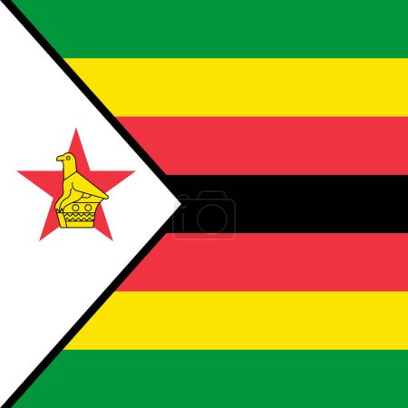 Drapeau Zimbabwe - carré vectoriel plat solide avec des coins pointus.