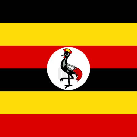 Uganda-Flagge - massives flaches Vektorquadrat mit scharfen Ecken.