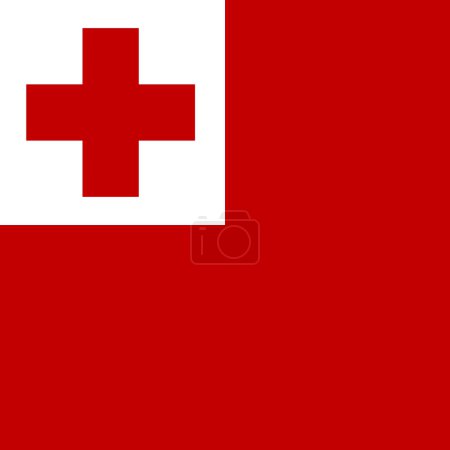 Tonga-Flagge - massives flaches Vektorquadrat mit scharfen Ecken.