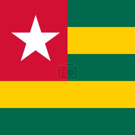 Togo-Flagge - massives flaches Vektorquadrat mit scharfen Ecken.