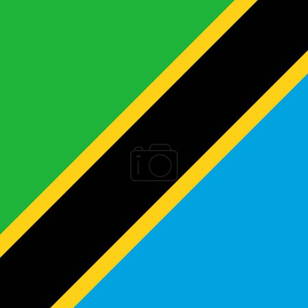Tanzania flag - solid flat vector square with sharp corners.