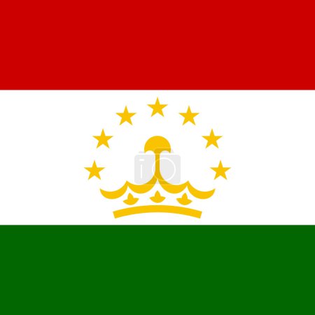 Tadschikistan-Flagge - massives flaches Vektorquadrat mit scharfen Ecken.