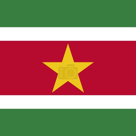 Suriname Flagge - massives flaches Vektorquadrat mit scharfen Ecken.