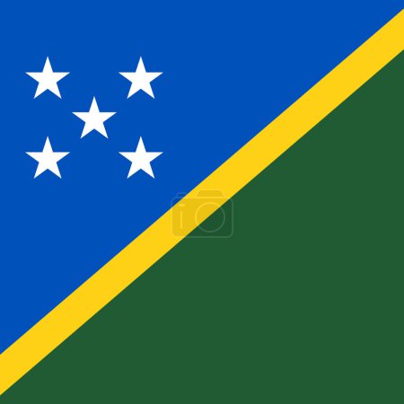 Bandera de las Islas Salomón - sólido cuadrado vector plano con esquinas afiladas.