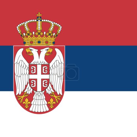 Serbien-Flagge - massives flaches Vektorquadrat mit scharfen Ecken.