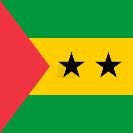 Flagge von Sao Tome und Principe - massives flaches Vektorquadrat mit scharfen Ecken.