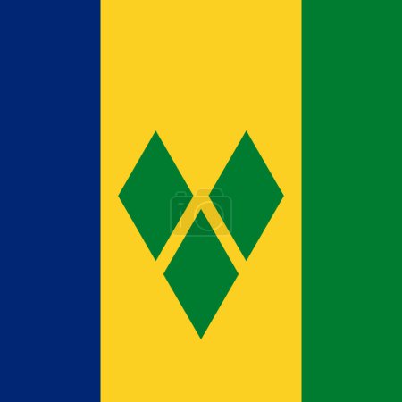 Bandera de San Vicente y las Granadinas - sólido cuadrado vectorial plano con esquinas afiladas.