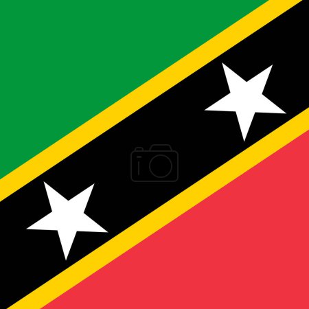 Flagge von St. Kitts und Nevis - massives flaches Vektorquadrat mit scharfen Ecken.