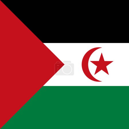 Drapeau de la République arabe sahraouie démocratique - carré vectoriel plat solide avec des coins pointus.