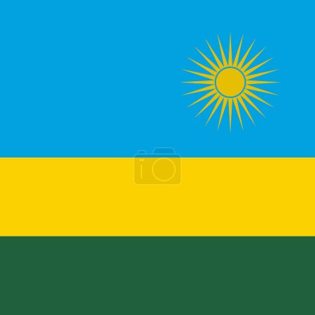Bandera de Ruanda - cuadrado sólido vector plano con esquinas afiladas.