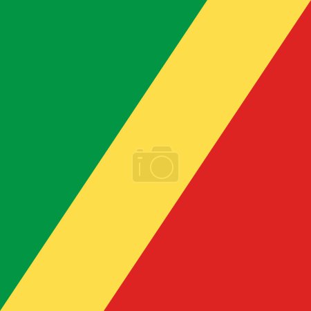 Flagge der Republik Kongo - massives flaches Vektorquadrat mit scharfen Ecken.