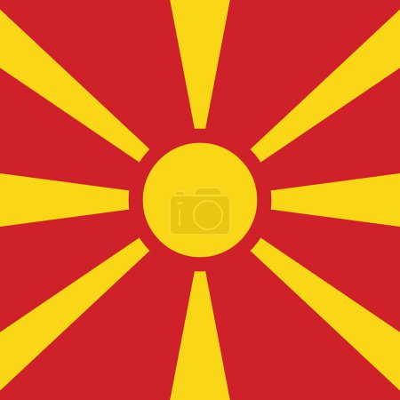 Nordmakedonien-Flagge - massives flaches Vektorquadrat mit scharfen Ecken.