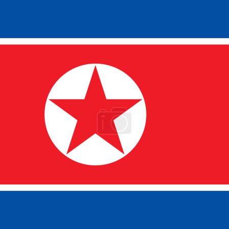 Nordkoreanische Flagge - massives flaches Vektorquadrat mit scharfen Ecken.