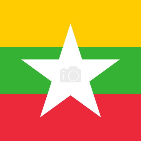Bandera de Myanmar - sólido cuadrado vector plano con esquinas afiladas.
