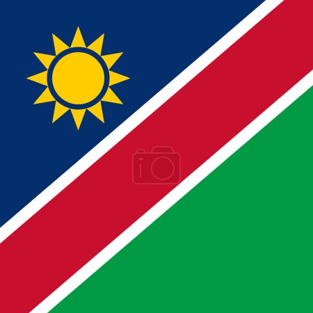 Namibia-Flagge - massives flaches Vektorquadrat mit scharfen Ecken.