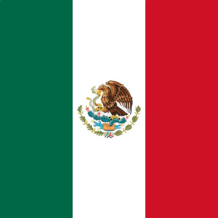 Mexico flag - solid flat vector square with sharp corners.