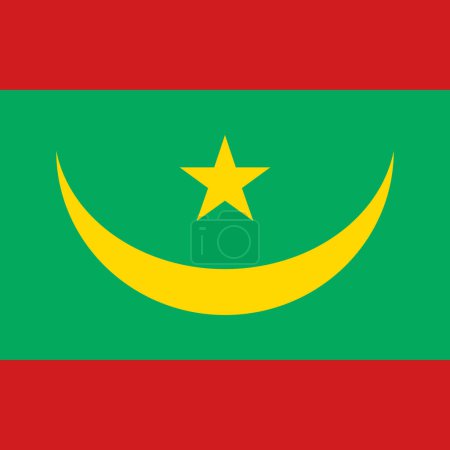 Bandera de Mauritania - sólido cuadrado vector plano con esquinas afiladas.
