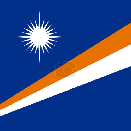Bandera de las Islas Marshall - sólido cuadrado vector plano con esquinas afiladas.