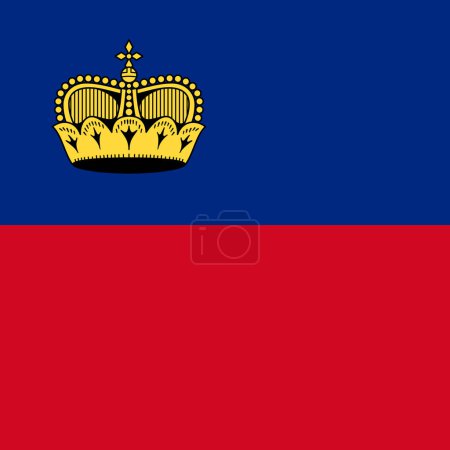 Liechtenstein Flagge - massives flaches Vektorquadrat mit scharfen Ecken.