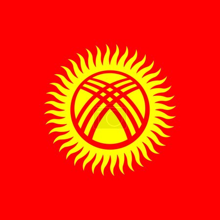 Kyrgyzstan flag - solid flat vector square with sharp corners.