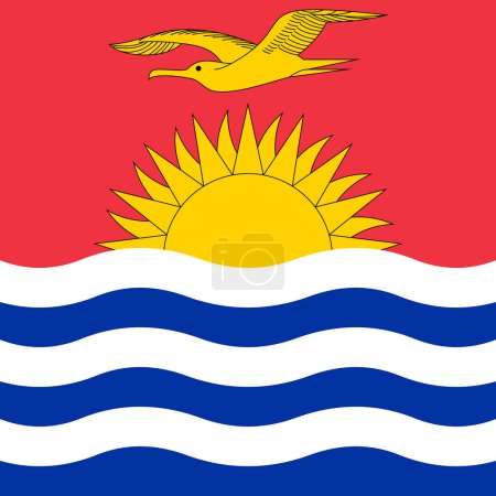 Bandera Kiribati - sólido cuadrado vector plano con esquinas afiladas.