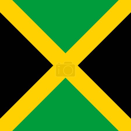 Jamaika-Flagge - massives flaches Vektorquadrat mit scharfen Ecken.