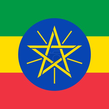 Äthiopien-Flagge - massives flaches Vektorquadrat mit scharfen Ecken.