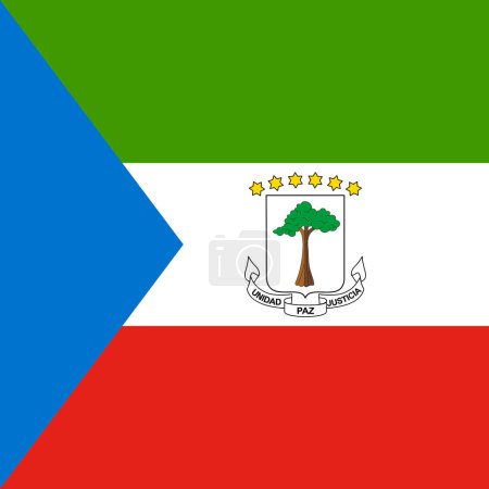 Bandera de Guinea Ecuatorial - cuadrado sólido vector plano con esquinas afiladas.