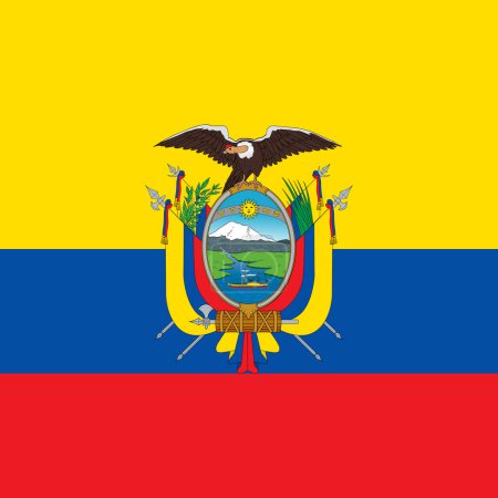 Bandera de Ecuador - sólido cuadrado vectorial plano con esquinas afiladas.