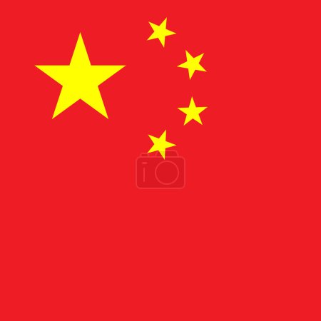 China-Flagge - massives flaches Vektorquadrat mit scharfen Ecken.