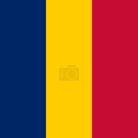 Tschad-Flagge - massives flaches Vektorquadrat mit scharfen Ecken.
