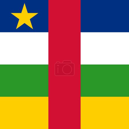 Drapeau République centrafricaine - carré vectoriel plat solide avec des coins pointus.