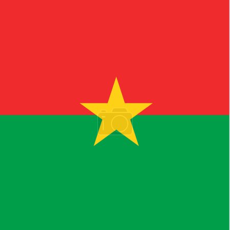 Drapeau Burkina Faso - carré vectoriel plat solide avec des coins pointus.