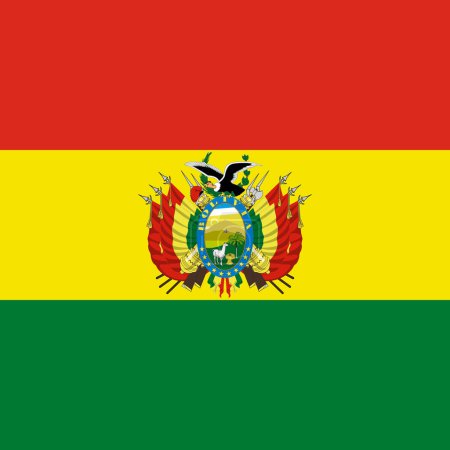 Bolivien-Flagge - massives flaches Vektorquadrat mit scharfen Ecken.