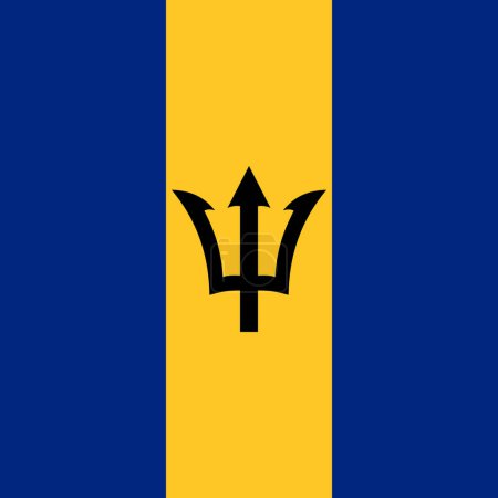 Barbados flag - solid flat vector square with sharp corners.
