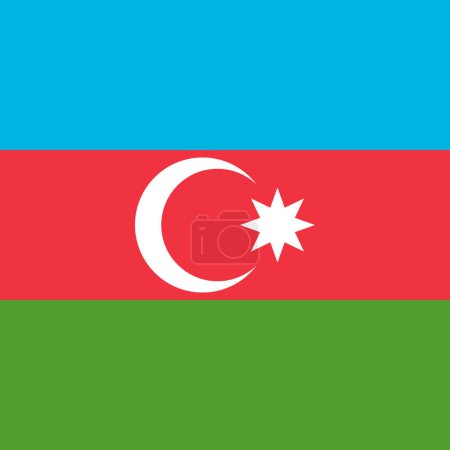 Aserbaidschanische Flagge - massives flaches Vektorquadrat mit scharfen Ecken.