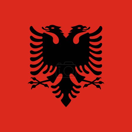 Albania flag - solid flat vector square with sharp corners.