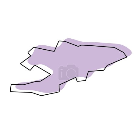 Kyrgyzstan country simplified map. Violet silhouette with thin black smooth contour outline isolated on white background. Simple vector icon
