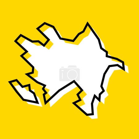 Azerbaijan country simplified map. White silhouette with thick black contour on yellow background. Simple vector icon