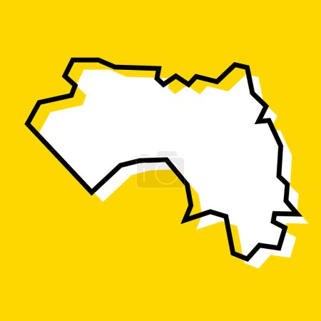 Guinea país mapa simplificado. Silueta blanca con grueso contorno negro sobre fondo amarillo. Icono de vector simple