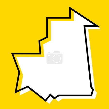 Mauritania country simplified map. White silhouette with thick black contour on yellow background. Simple vector icon