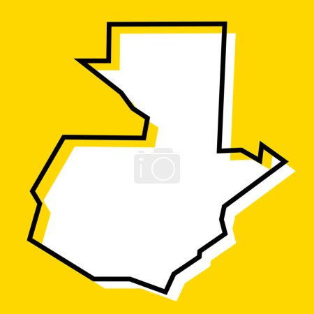 Guatemala Land vereinfachte Karte. Weiße Silhouette mit dicker schwarzer Kontur auf gelbem Hintergrund. Einfaches Vektorsymbol