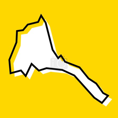 Eritrea country simplified map. White silhouette with thick black contour on yellow background. Simple vector icon