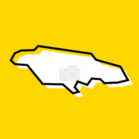 Jamaïque pays carte simplifiée. Silhouette blanche avec contour noir épais sur fond jaune. Icône vectorielle simple