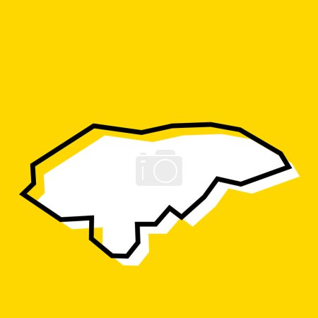 Honduras Land vereinfachte Karte. Weiße Silhouette mit dicker schwarzer Kontur auf gelbem Hintergrund. Einfaches Vektorsymbol