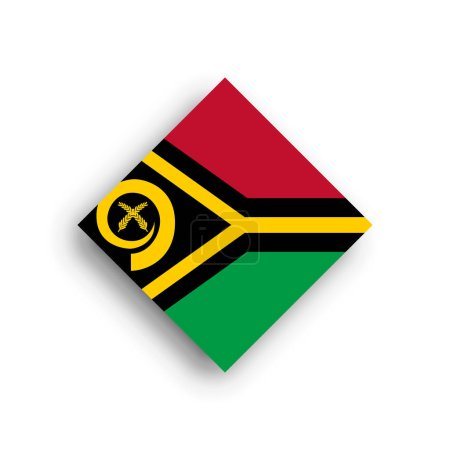 Bandera de Vanuatu icono de forma rombo con sombra caída aislada sobre fondo blanco