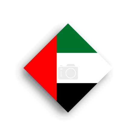 United Arab Emirates flag - rhombus shape icon with dropped shadow isolated on white background