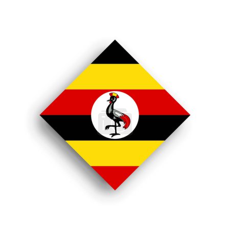 Uganda flag - rhombus shape icon with dropped shadow isolated on white background