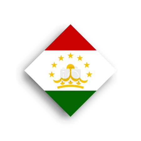 Tajikistan flag - rhombus shape icon with dropped shadow isolated on white background