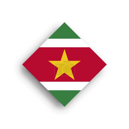 Bandera de Surinam - icono de forma rombo con sombra caída aislada sobre fondo blanco